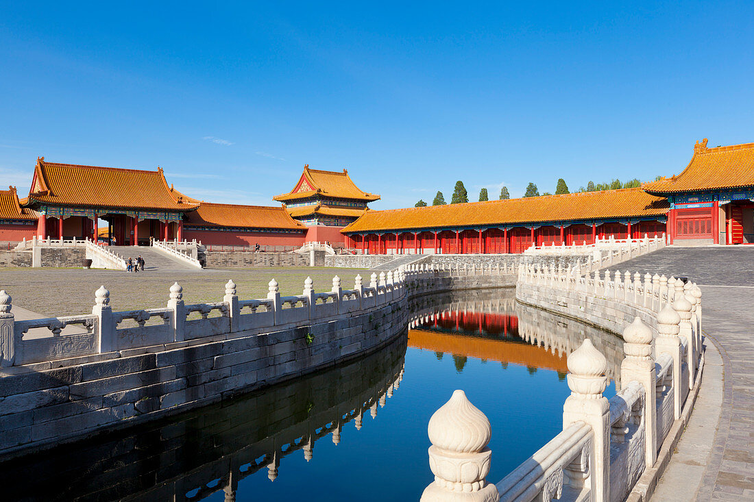 Inneres Goldenes Wasser, das durch den Äußeren Hof fließt, Verbotene Stadt, Peking, China, Asien