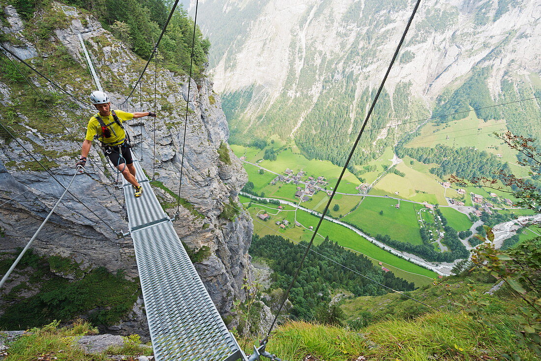 Via Ferrata, Murren, Bernese Oberland, Swiss Alps, Switzerland, Europe