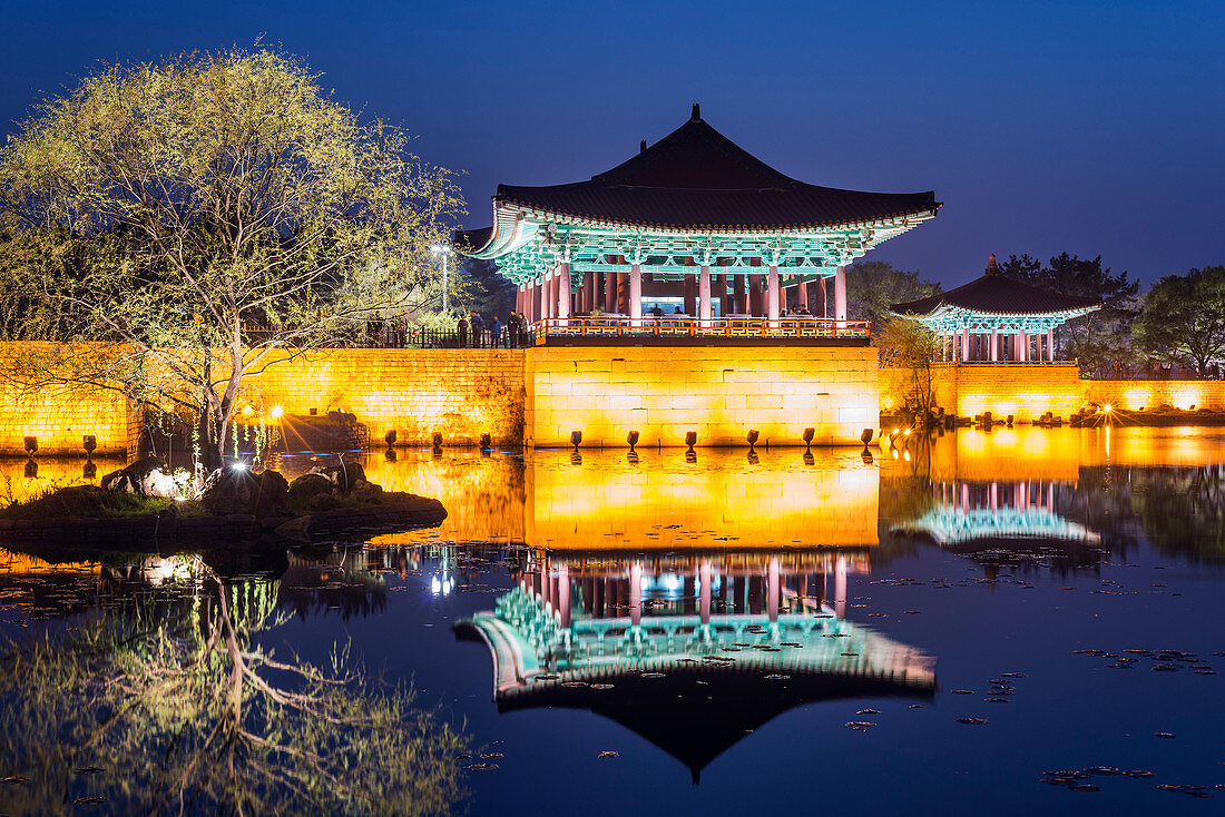Anapji-Teich, Imhaejeon-Stätte, UNESCO-Weltkulturerbe, Geongju, Gyeongsangbuk-do, Südkorea, Asien