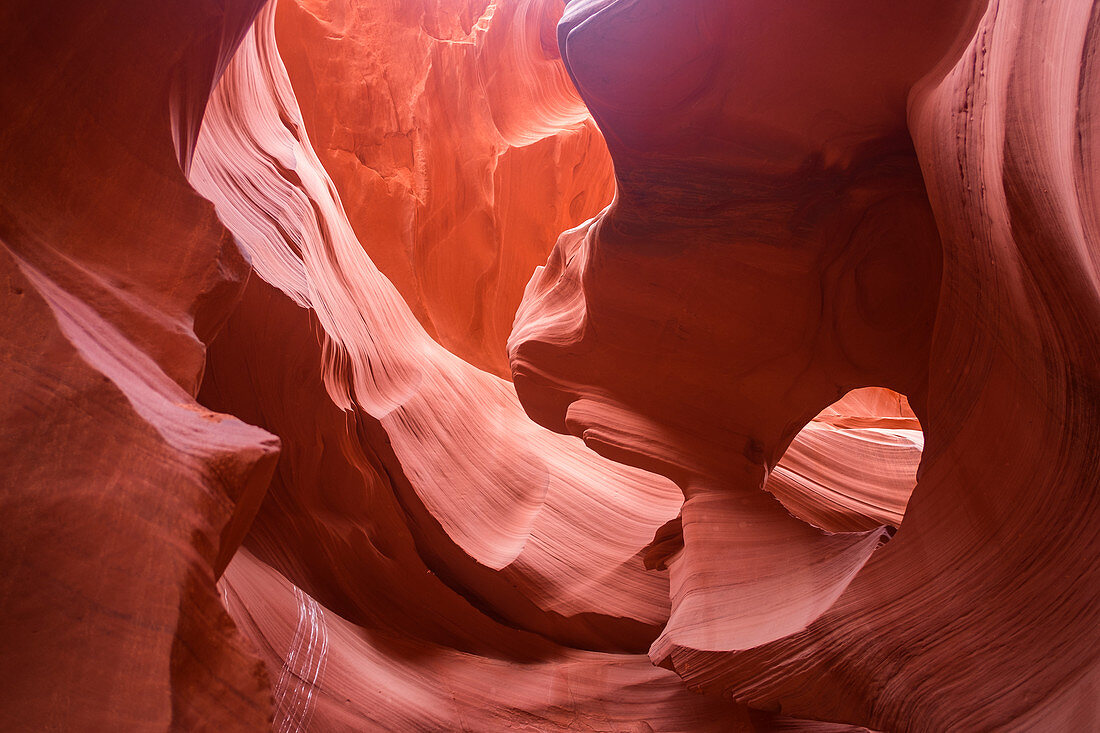 Rote Felsformationen im Slot Canyon des Lower Antelope Canyon bei Page, Arizona, USA