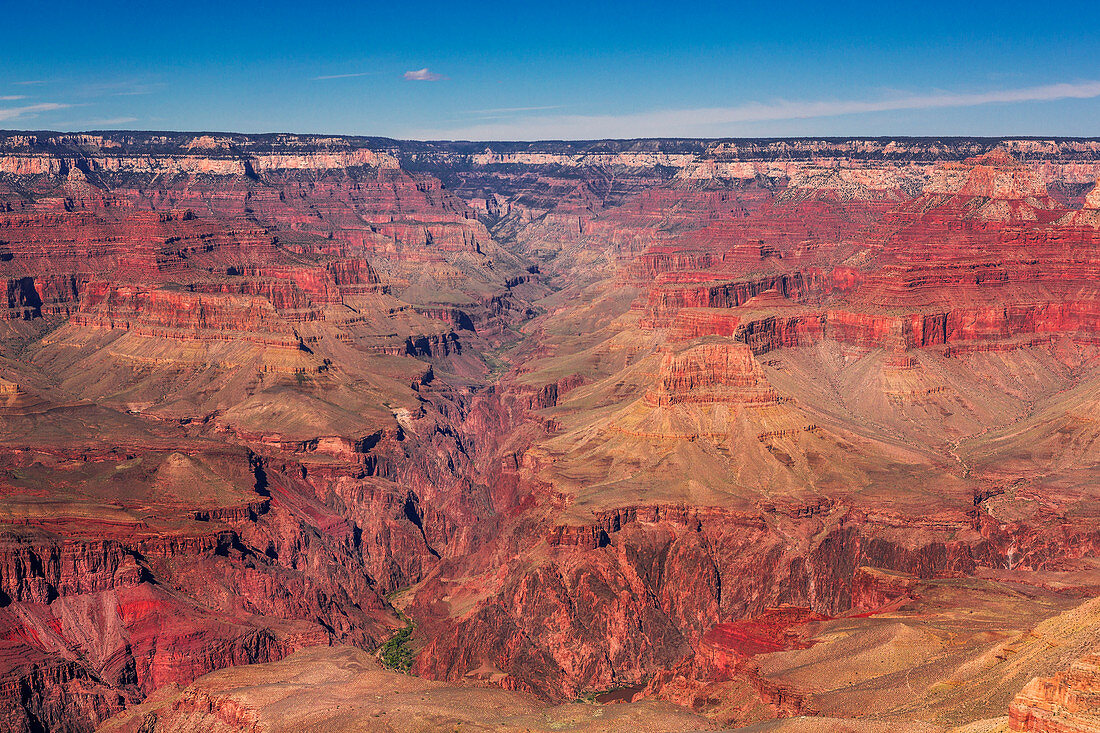 Grand Canyon red canyons at sun with blue sky, USA