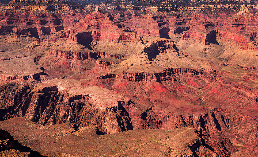 Grand Canyon red canyons at sun with blue sky, USA