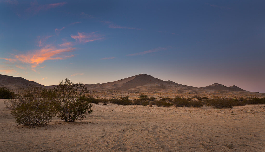 Sanddünen von Kelso im Mojave Nationalpark bei Sonnenuntergang, Kalifornien, USA
