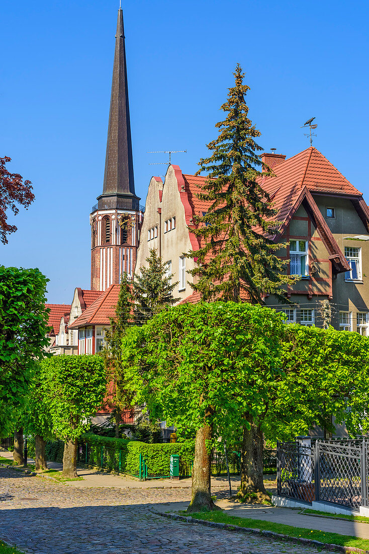 Gdansk Oliwa, pre-war villa district, Lesna street, church of Mother of God, Queen of the Polish Crown . Gdansk Oliwa, Pomorze region, Pomorskie voivodeship, Poland, Europe