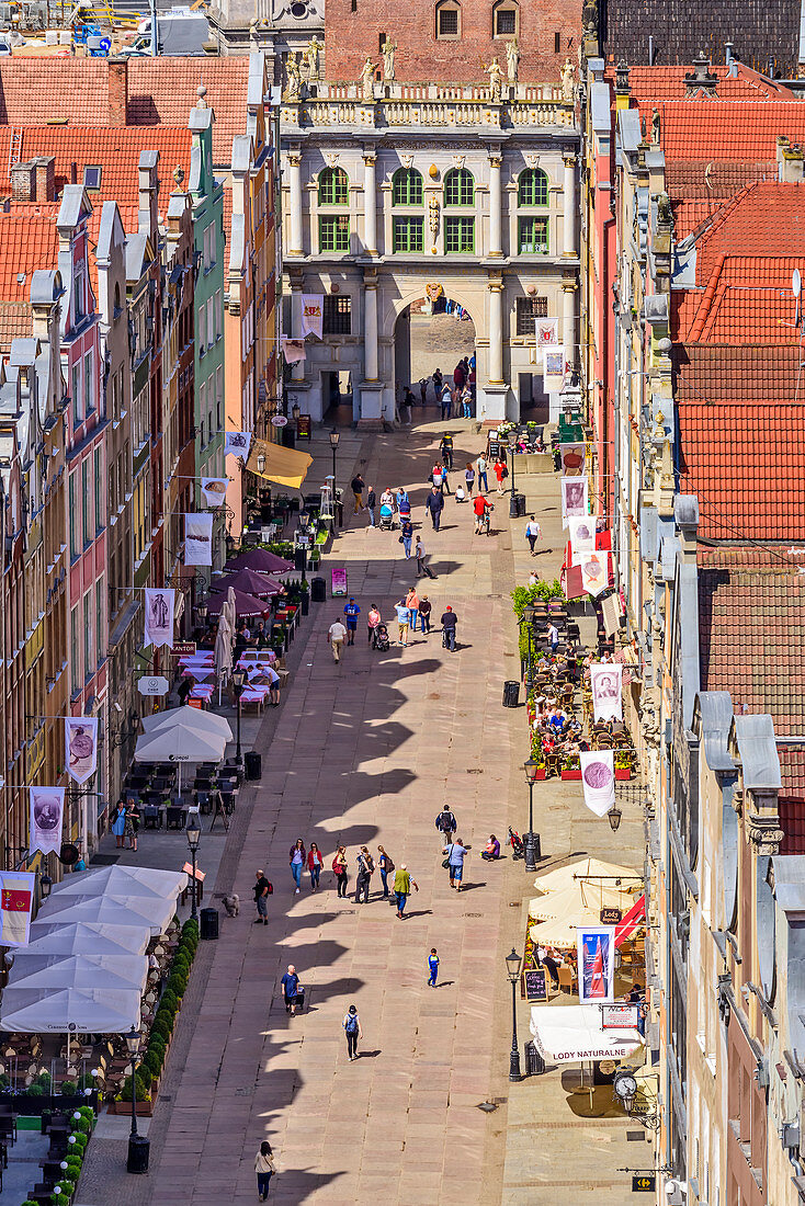 Gdansk, Main City, old town, Dluga (Long) street, Golden Gate. Gdansk, Main City, Pomorze region, Pomorskie voivodeship, Poland, Europe