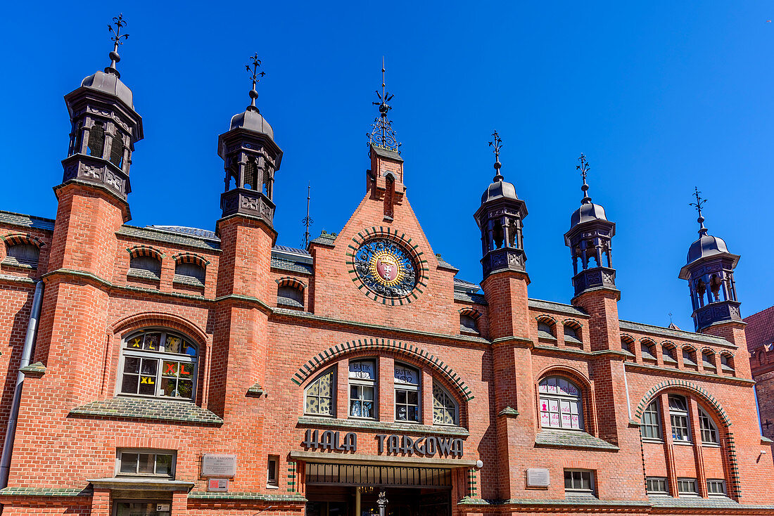 Farmer’s Market Hall, Panska street. Gdansk, Main City, Pomorze region, Pomorskie voivodeship, Poland, Europe\n