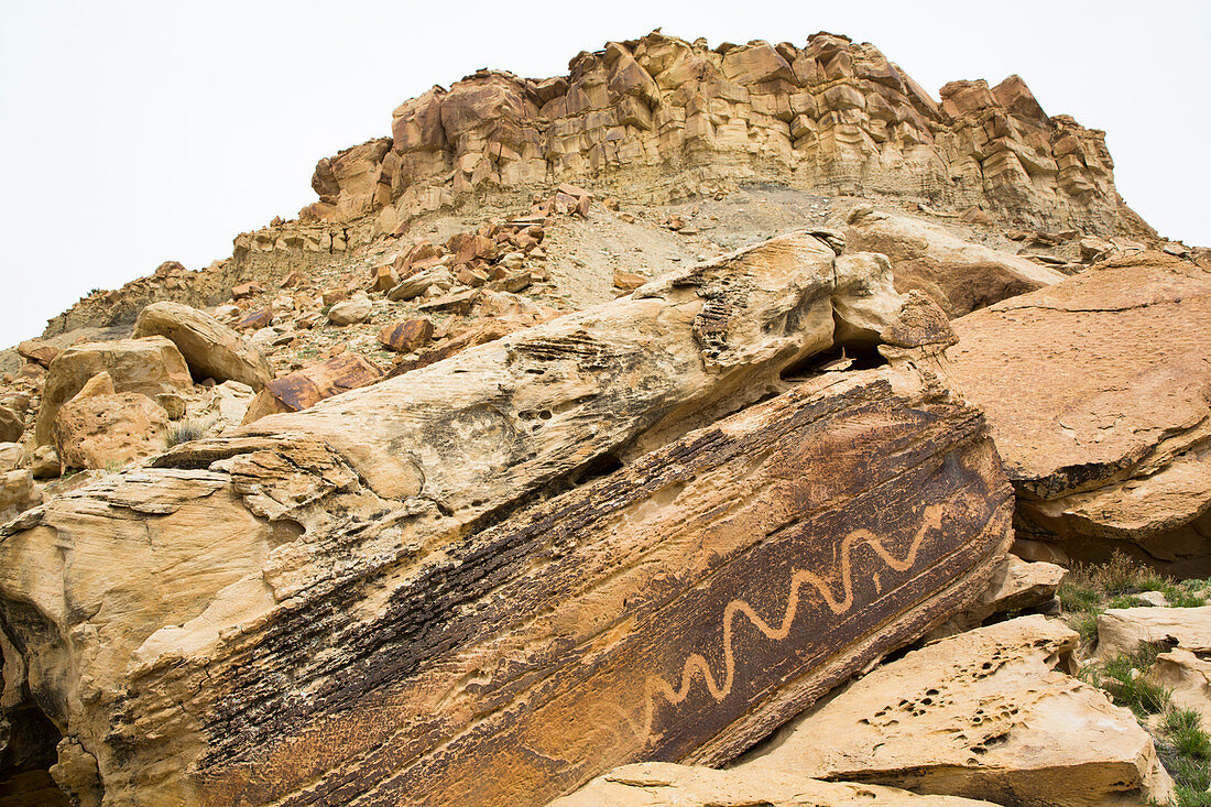 Das Snake Petroglyph Panel, San Rafael Swell, Utah, Vereinigte Staaten von Amerika, Nordamerika
