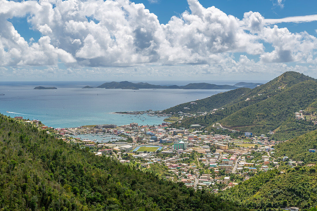 Elevated view of Road Town, Tortola, British Virgin Islands, West Indies, Caribbean, Central America