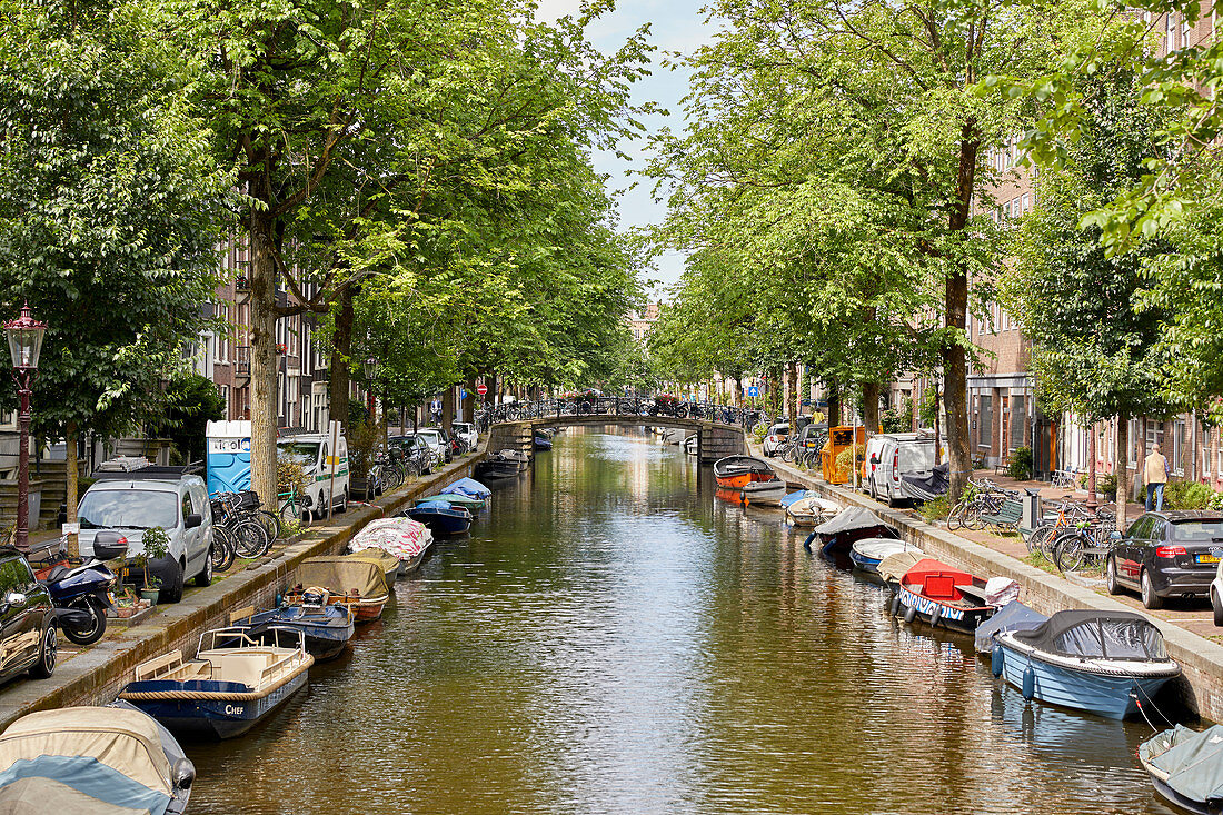 Egelantiersgracht-Kanal im Jordaan-Viertel, Amsterdam, Nordholland, Niederlande, Europa