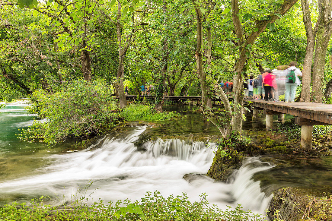 Gruppe von Touristen, Krka Nationalpark, Dalmatien, Kroatien, Europa
