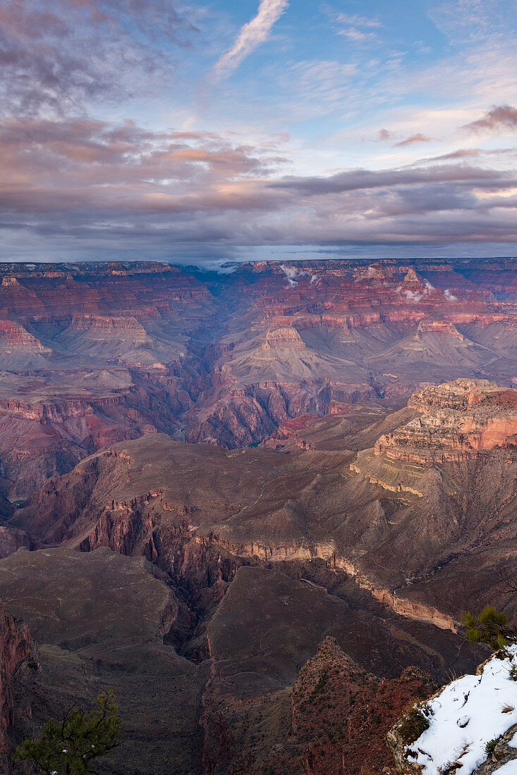 Sonnenuntergang über den South Rim des Grand Canyon, UNESCO-Weltkulturerbe, Arizona, Vereinigte Staaten von Amerika, Nordamerika