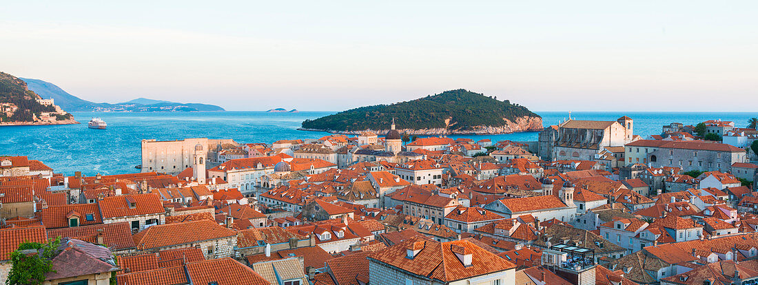 View of Dubrovnik from the city walls, UNESCO World Heritage Site, Dubrovnik, Croatia, Europe