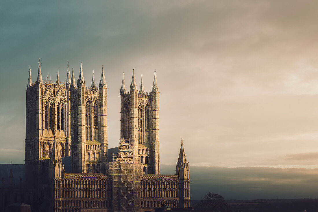 Lincoln Kathedrale während der Renovierung, Lincoln, Lincolnshire, England, Vereinigtes Königreich, Europa