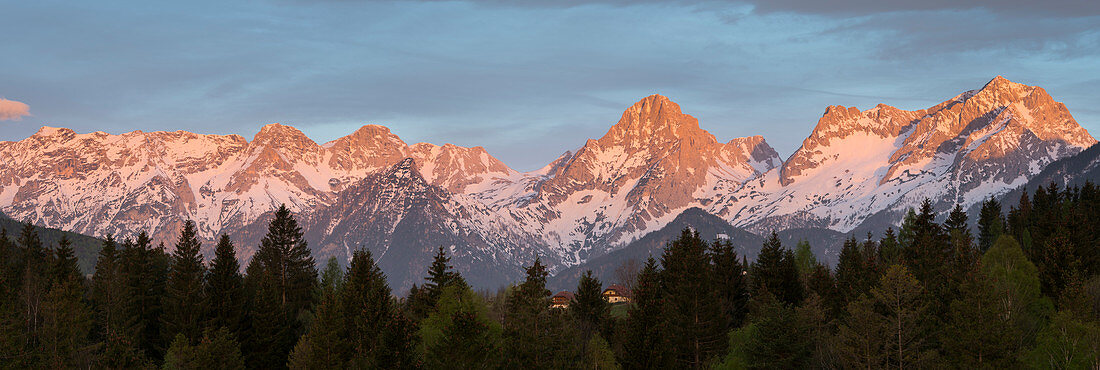 Dead Mountains from Vorderstoder, Northern Limestone Alps, Upper Austria, Austria