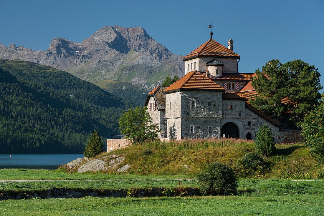 Crap da Sass Castle, Silvaplana, Engadin, Graubünden, Switzerland