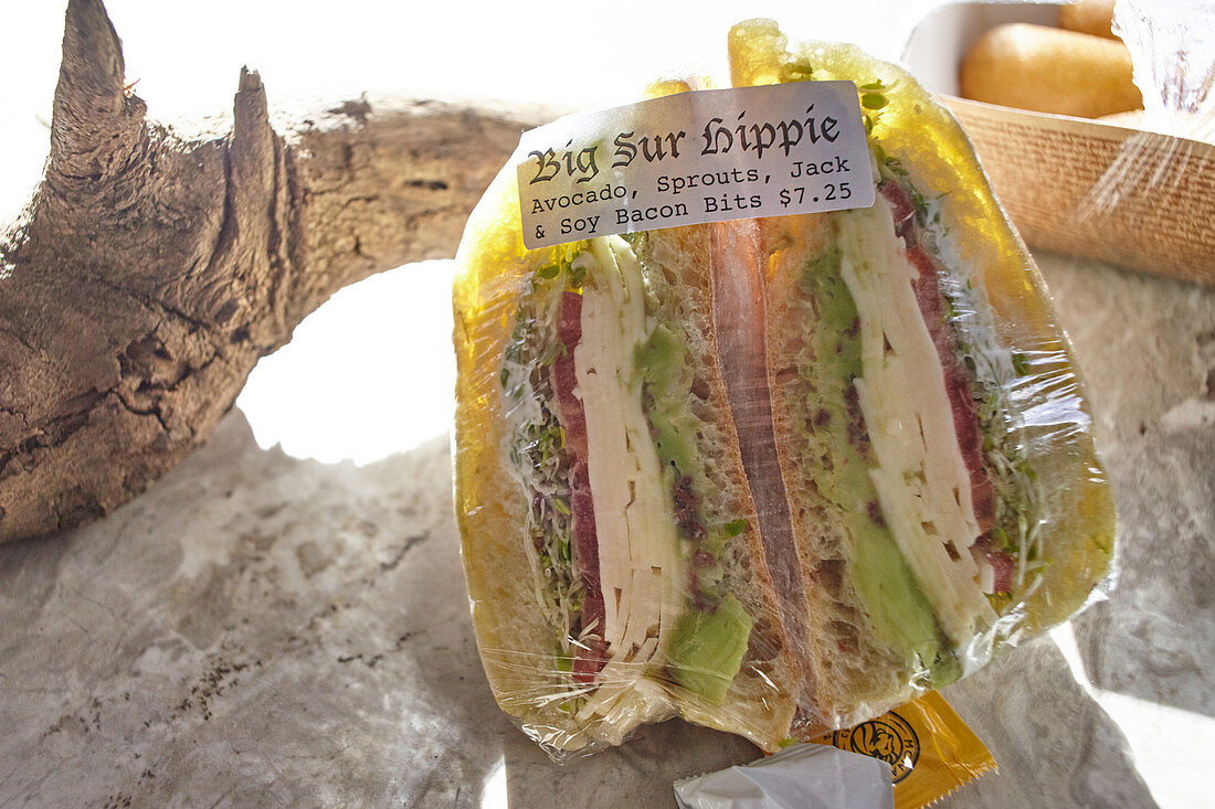 Sandwich in foil. Big Sur, California, USA.