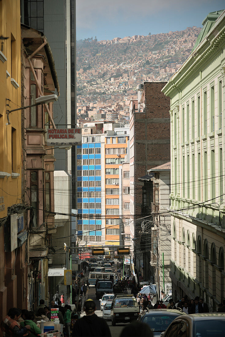 Historische Häuser in der Altstadt von La Paz, Bolivien, Anden, Südamerika