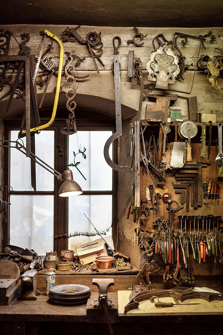 still-life of tools in Hammerschmiede, Garmisch-Partenkirchen, Bavaria, Germany