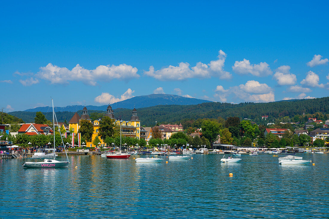 Velden with castle and Wörther See, Carinthia, Austria