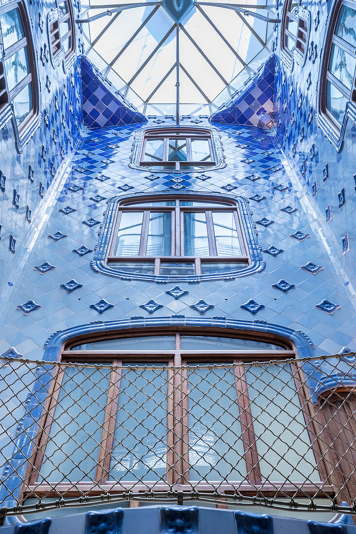 Blue light shaft in the Casa Battlo by Gaudi, Barcelona