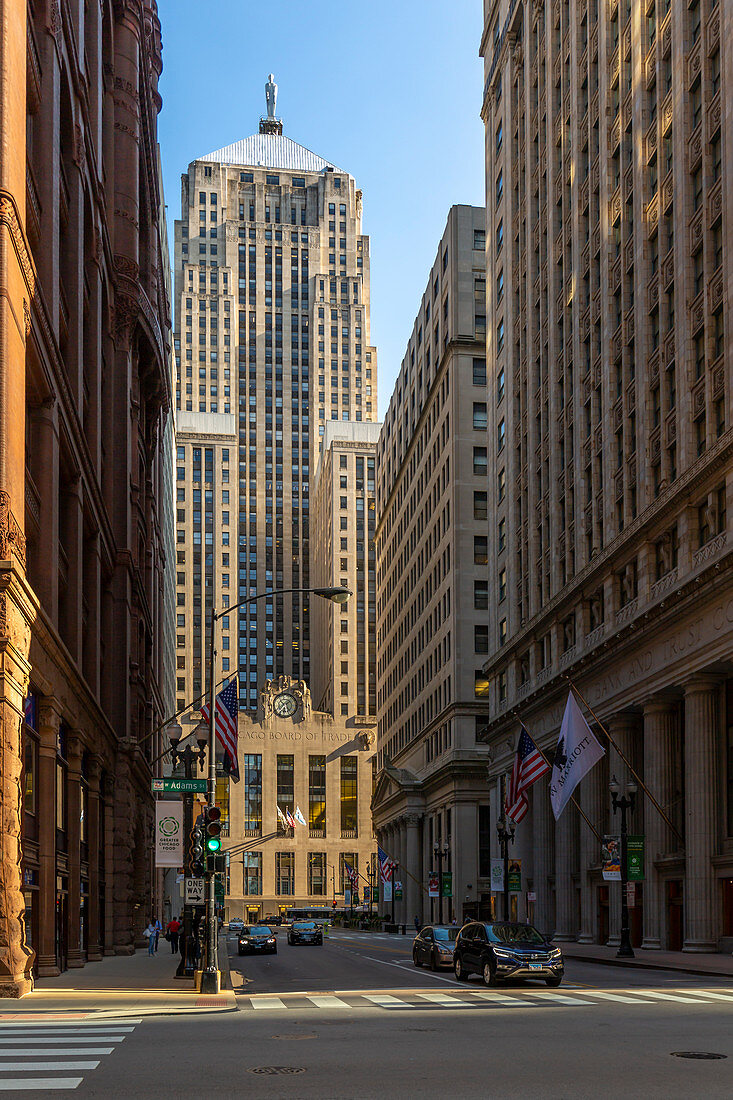 Ansicht des Chicago Board of Trade-Gebäudes, Downtown Chicago, Illinois, Vereinigte Staaten von Amerika, Nordamerika