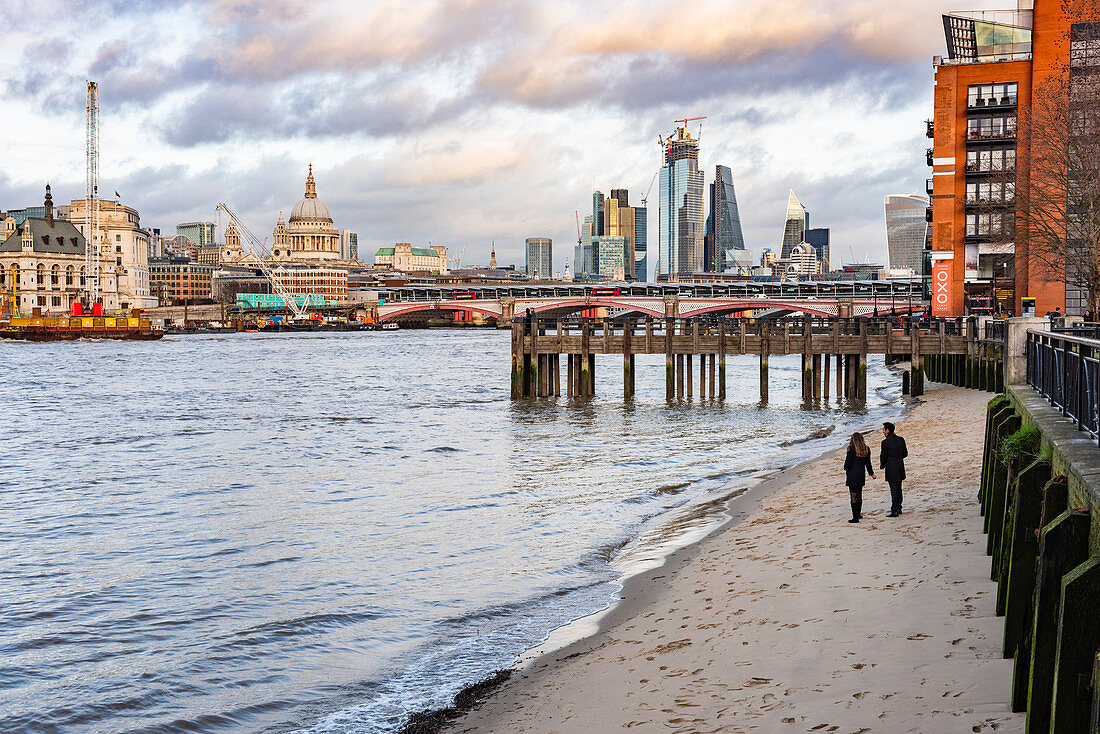 South Bank beach, Southwark, London, England, United Kingdom, Europe