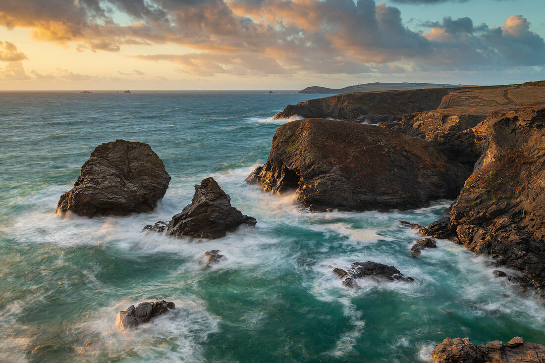 Dramatic coastal scenery near Trevose Head in North Cornwall, England, United Kingdom, Europe