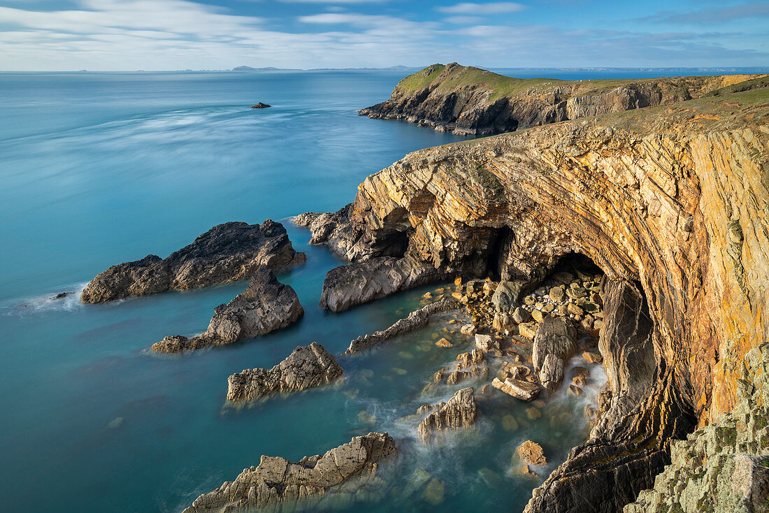 Clifftop vista from Martin's Haven, Pembrokeshire Coast National Park, Wales, United Kingdom, Europe
