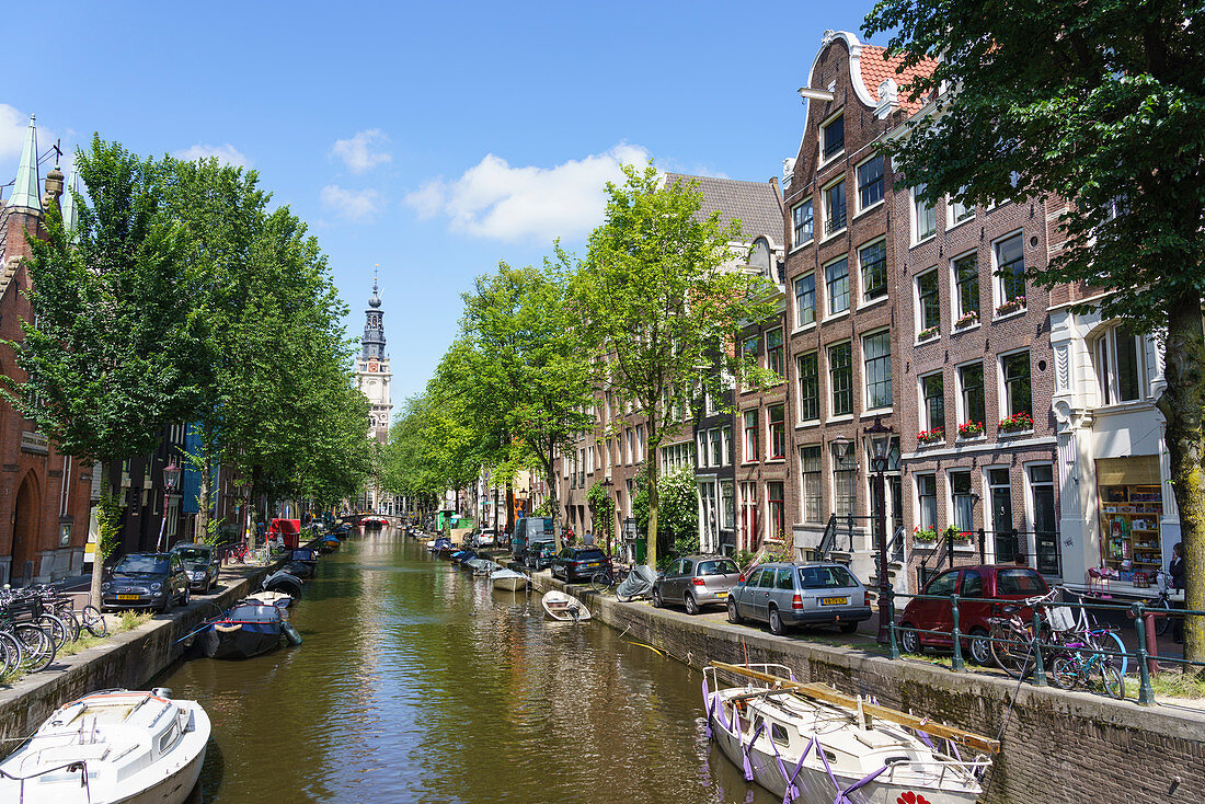 Zuiderkerk Kirche und Kanal, Amsterdam, Nordholland, Niederlande, Europa