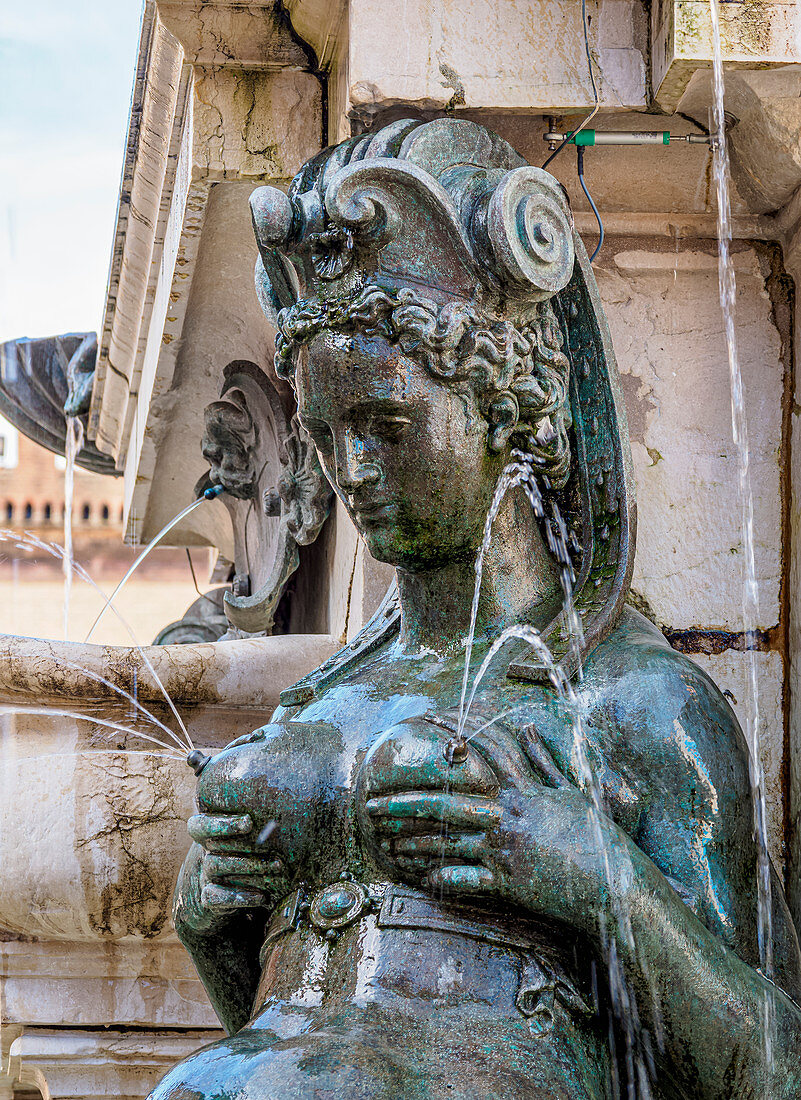 Neptunbrunnen, Detailansicht, Piazza del Nettuno, Bologna, Emilia-Romagna, Italien, Europa