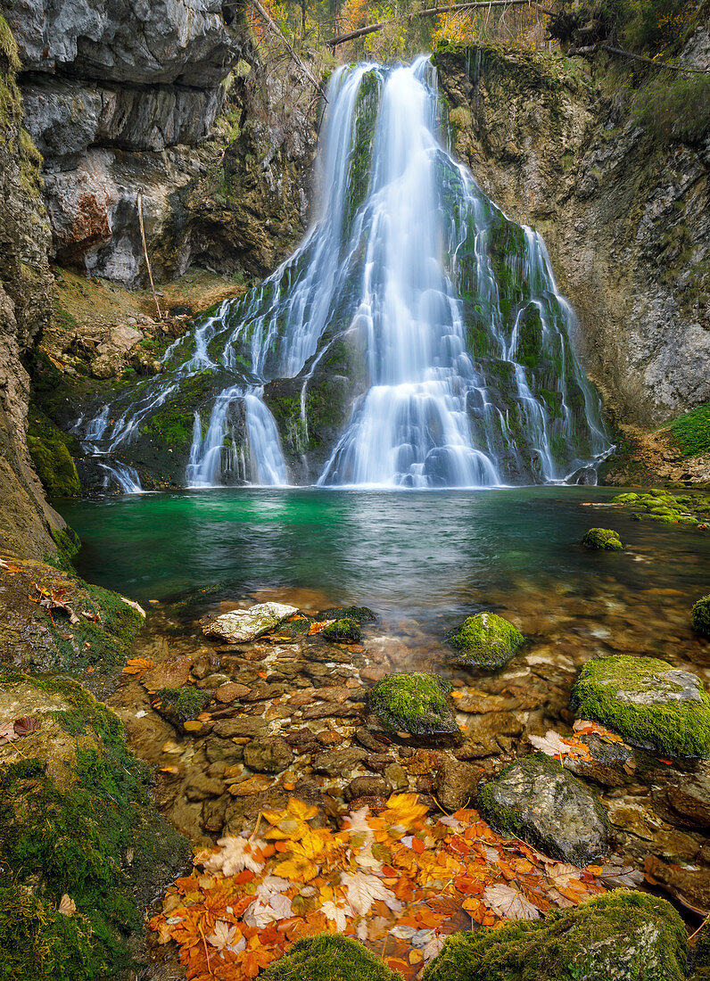 Gollinger waterfall in autumn, Tennengau, Austria