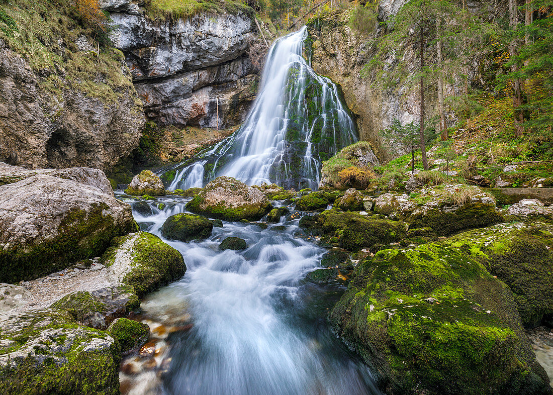 Gollinger waterfall in autumn, Tennengau, Austria