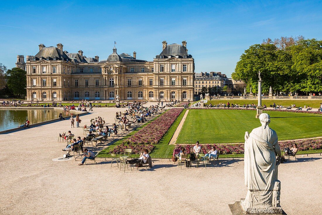 France, Paris, Luxembourg Palace, The Senat from the Luxembourg Gardens