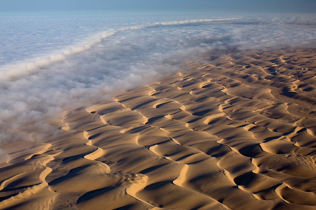 Aerial of sand dunes, Skeleton Coast Park, Namib Desert, Namibia, Africa