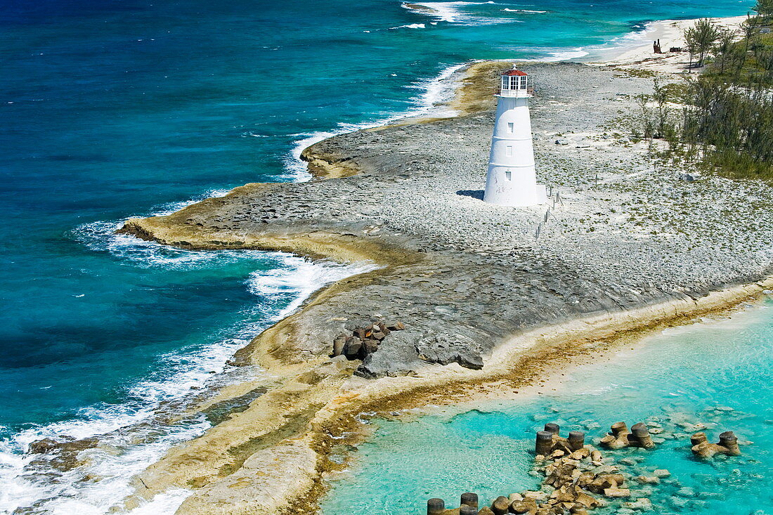 Leuchtturm auf Paradise Island, Nassau Harbour, New Providence Island, Bahamas, Westindische Inseln, Mittelamerika