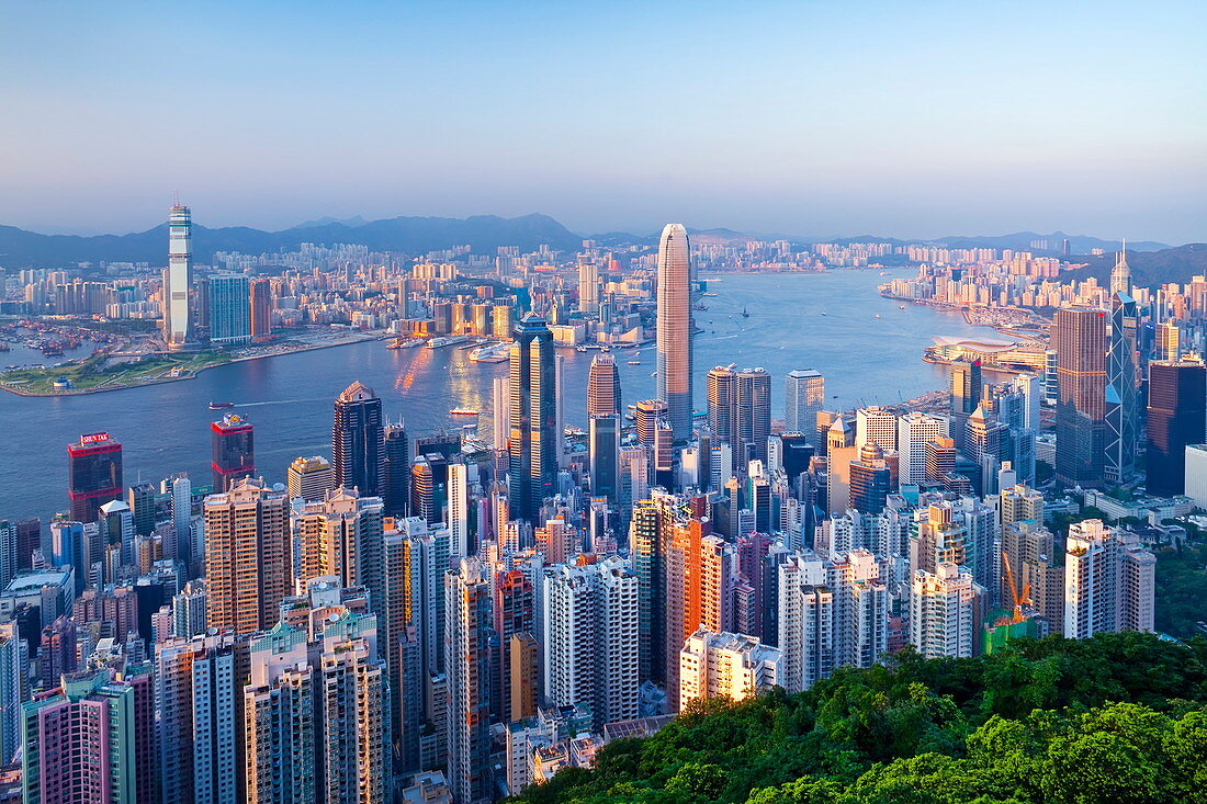 City skyline and Victoria Harbour from Victoria Peak, Hong Kong, China, Asia