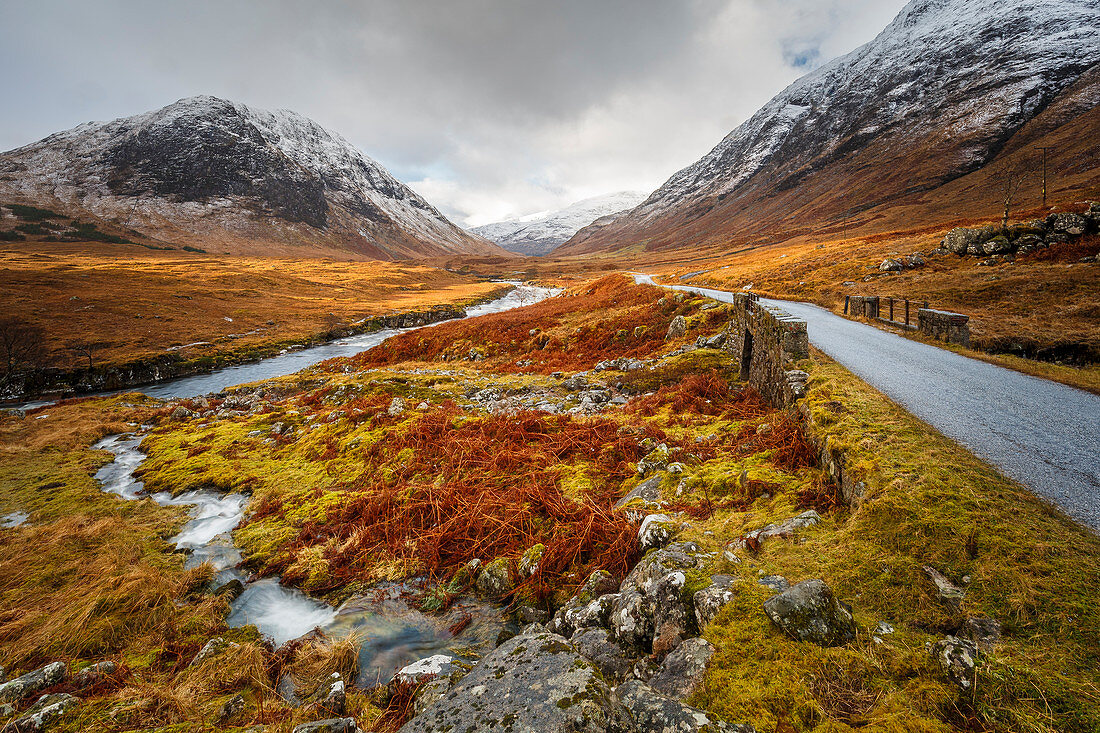 Winter in Glen Etive, the Highlands Region, Scotland, United Kingdom, Europe