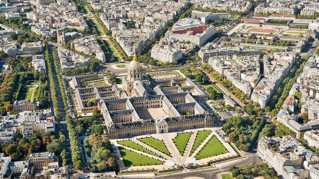 Aerial view of Hotel des Invalides, Paris, France, Europe