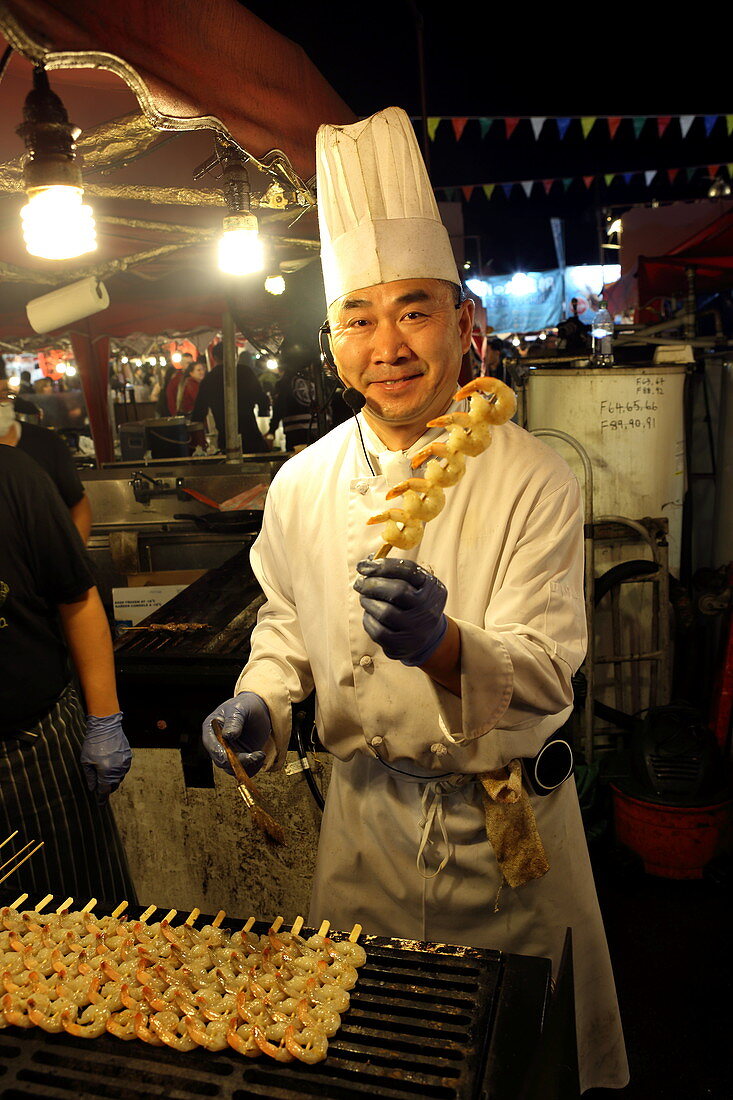 Asiatische Delikatessen auf dem Richmond Night Market, Vancouver, British Columbia