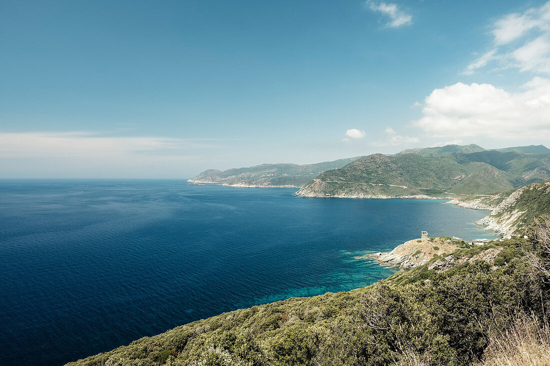 West coast of Cap Corse, Corsica, France.