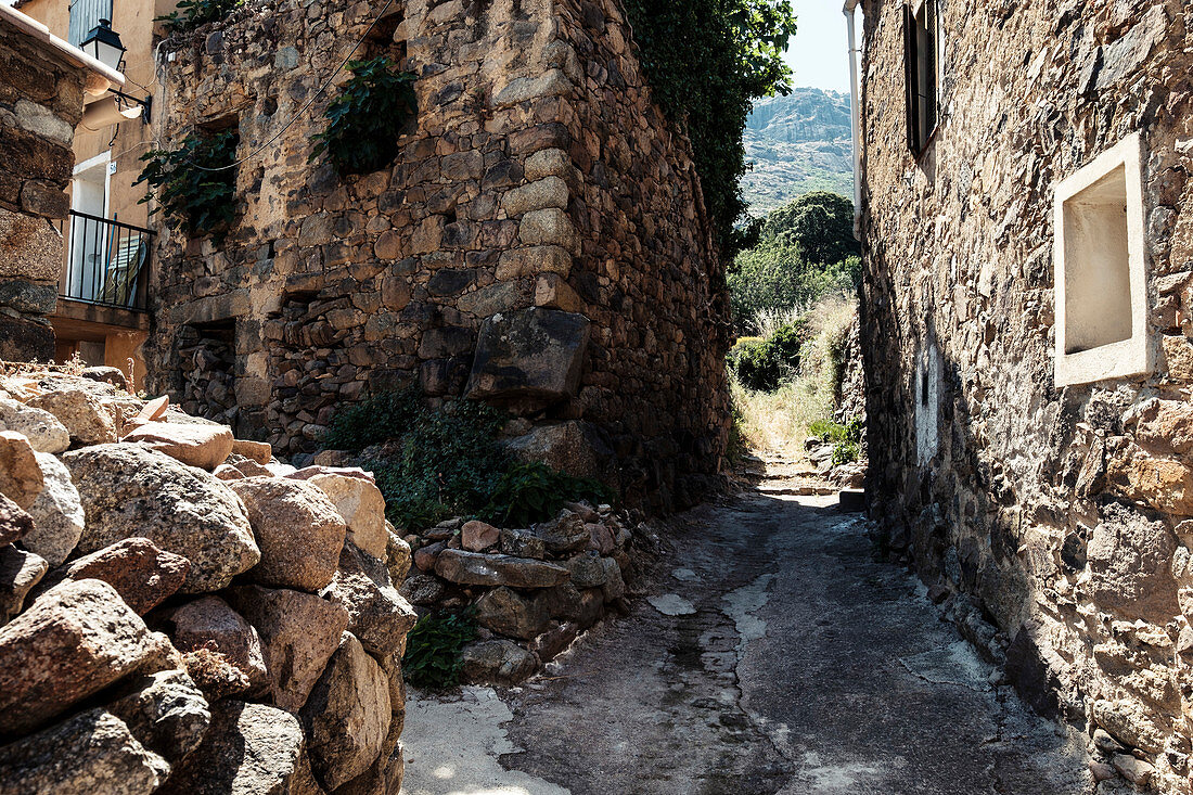 The mountain village of Calenzana, Corsica, France.