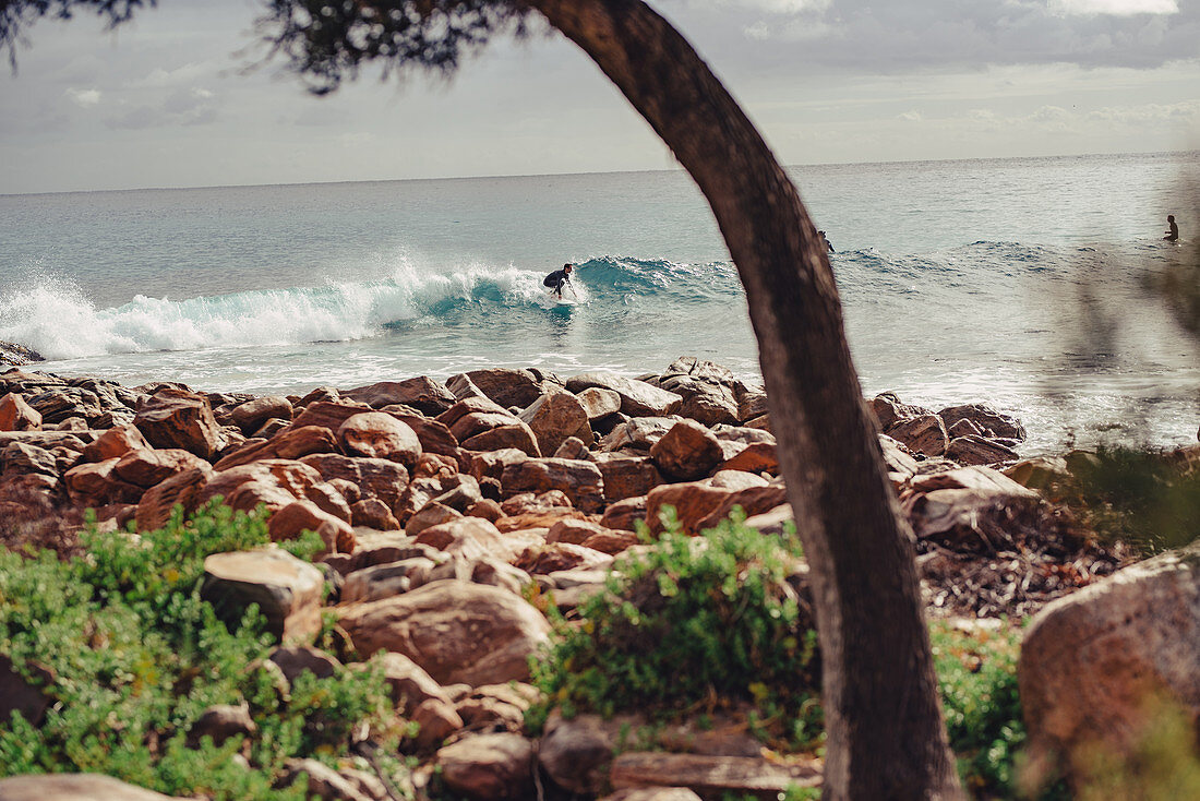 Surfers at Rocky Point, Dunsbrough near Margaret River, Western Australia, Australia, Oceania