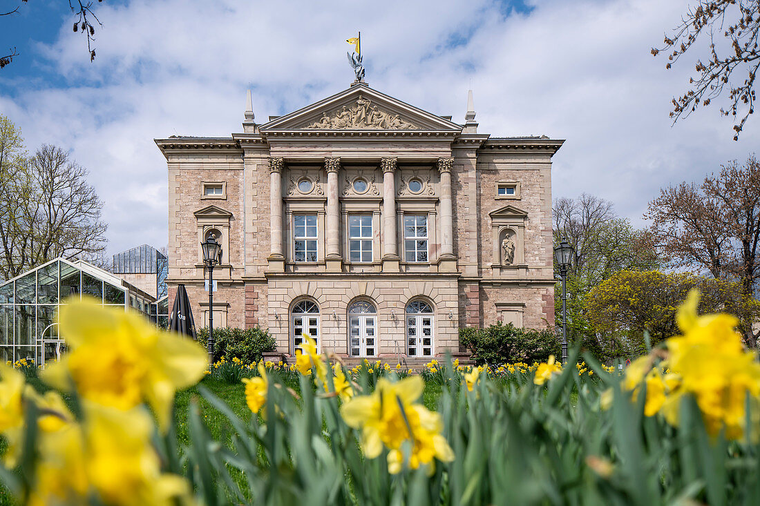 Historical building of the German Theater G? Ttigen for acting and dance in spring, G? Ttingen, Lower Saxony, Germany, Europe