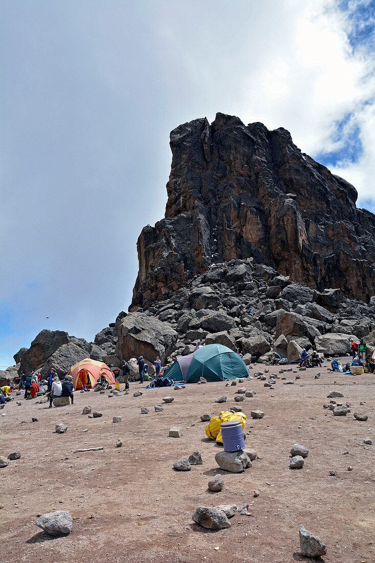 Kilimandscharo, Lavatowers, 4630  Meter hoch, dritte Etappe, Mittagspause, Akklimatisationstag