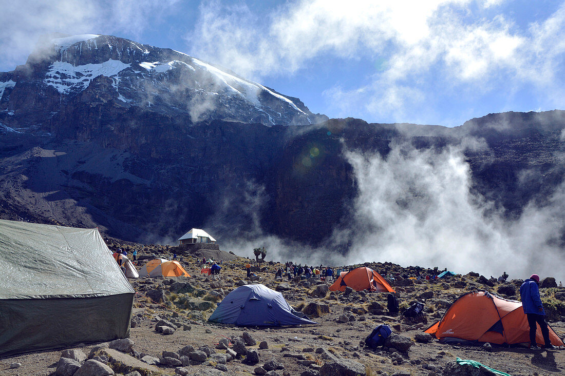 Kilimandscharo, Blick auf den Gipfel, Barranco Camp, Aufbruch zur vierten Etappe