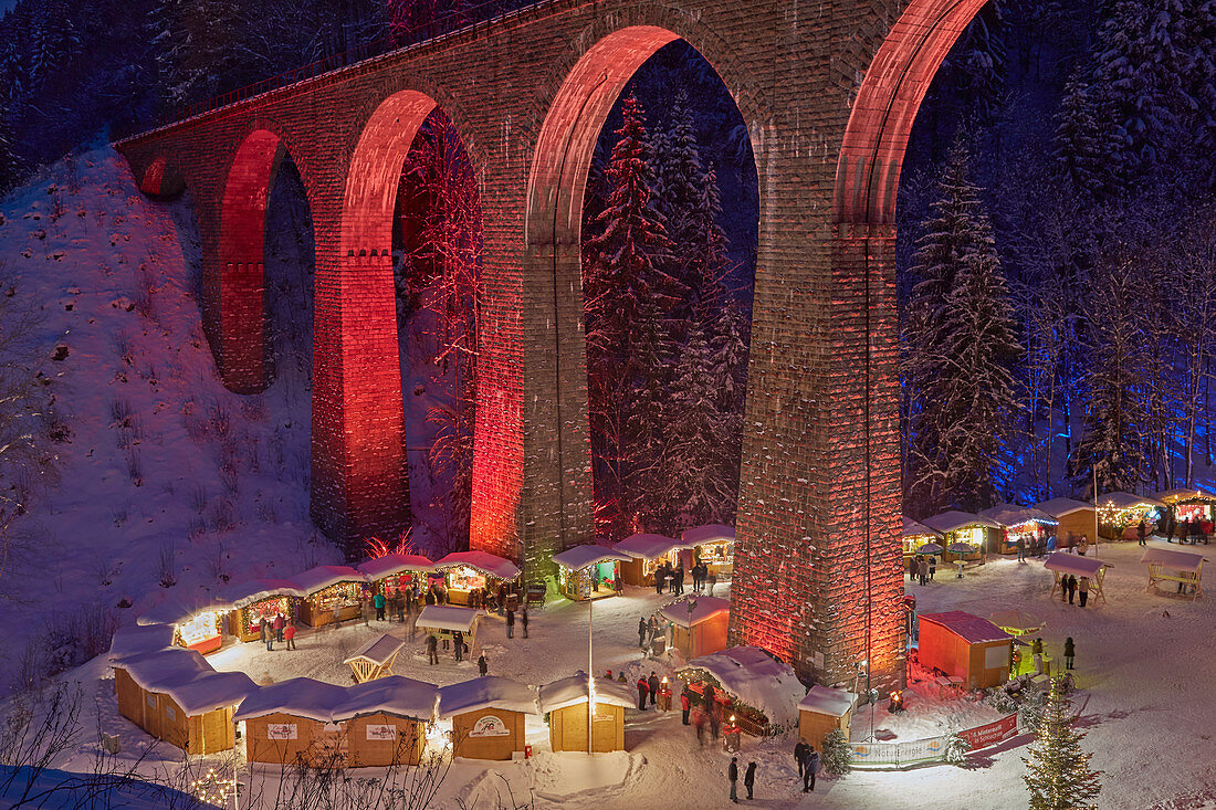 Christmas market in the Ravennaschlucht, snow, winter, H? Llental, southern Black Forest, Black Forest, Baden-Wuerttemberg, Germany, Europe