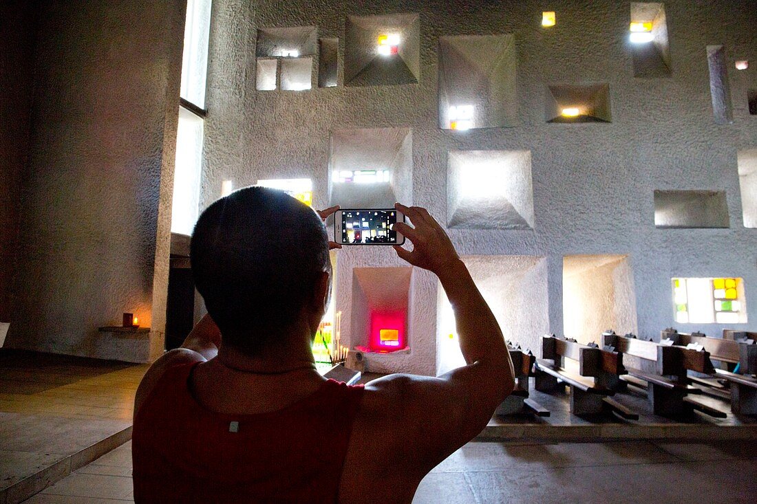 Frankreich, Haute Saone, Ronchamp, architektonisches Werk von Le Corbusier, UNESCO Weltkulturerbe, Kapelle Notre Dame du Haut von Le Corbusier, erbaut zwischen 1953 und 1955