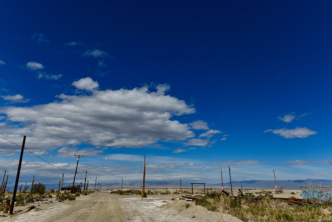 Deserted area in the desert on Salton Lake, California, USA