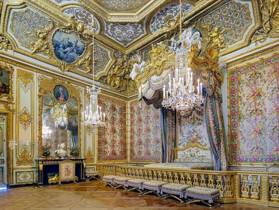 Frankreich, Yvelines, Schloss Versailles, UNESCO Weltkulturerbe, Schlafgemach der Königin