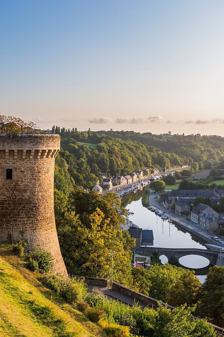 France, Cotes d'Armor, Dinan, panoramic view from the castle walls, view over Dinan harbor and Rance river